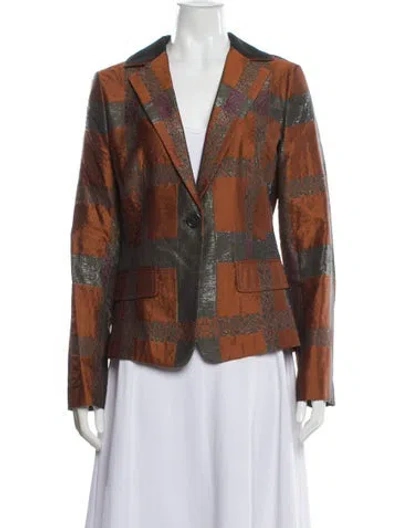 Pre-owned Etro Plaid Print Blazer In Orange