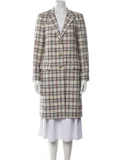 Pre-owned Etro Plaid Print Coat In Neutral