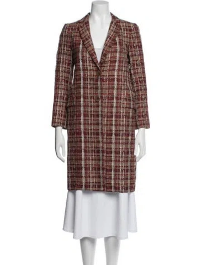 Pre-owned Etro Plaid Print Coat In Red