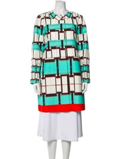 Pre-owned Etro Plaid Print Coat W/ Tags In Blue