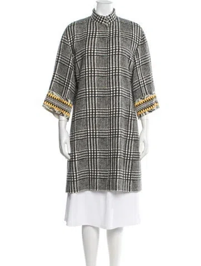 Pre-owned Etro Plaid Print Coat In White