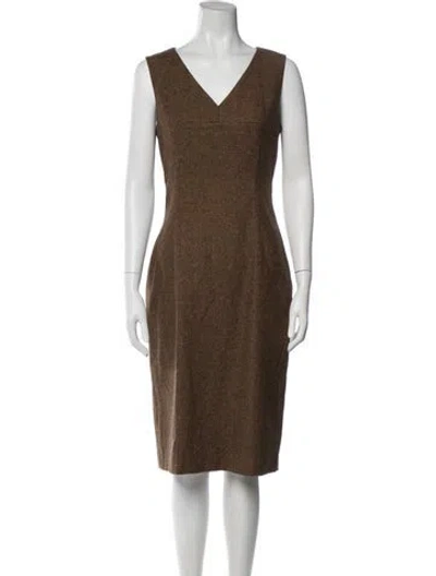 Pre-owned Etro Plaid Print Knee-length Dress In Brown