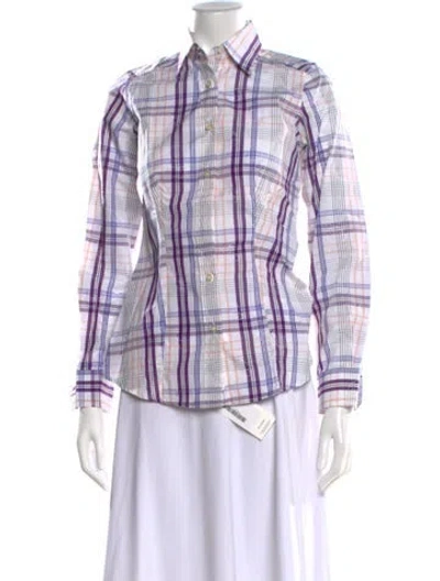 Pre-owned Etro Plaid Print Long Sleeve Button-up Top In Multi