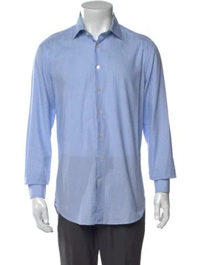 Pre-owned Etro Plaid Print Long Sleeve Dress Shirt In Blue
