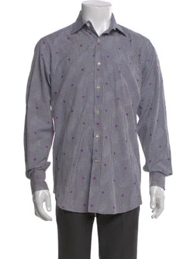 Pre-owned Etro Plaid Print Long Sleeve Dress Shirt In Brown