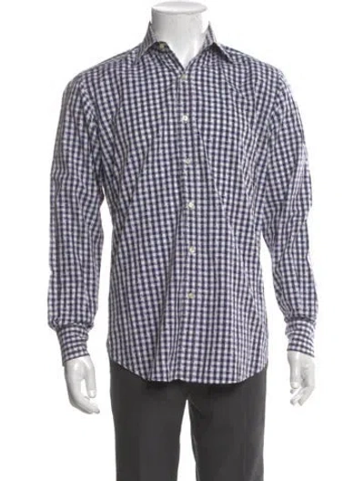 Pre-owned Etro Plaid Print Long Sleeve Dress Shirt In Gray