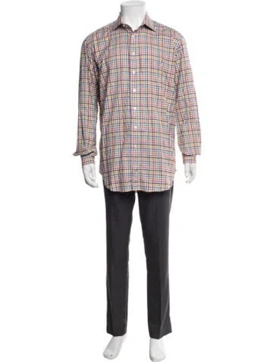 Pre-owned Etro Plaid Print Long Sleeve Dress Shirt In Pink