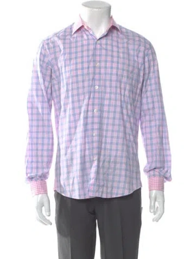 Pre-owned Etro Plaid Print Long Sleeve Dress Shirt In Purple