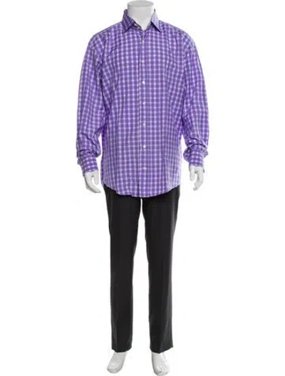 Pre-owned Etro Plaid Print Long Sleeve Dress Shirt In Purple