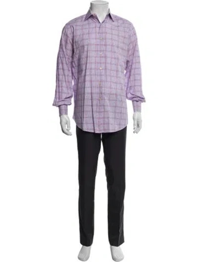 Pre-owned Etro Plaid Print Long Sleeve Dress Shirt In Purple
