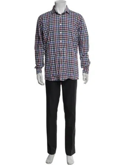 Pre-owned Etro Plaid Print Long Sleeve Dress Shirt In Purple