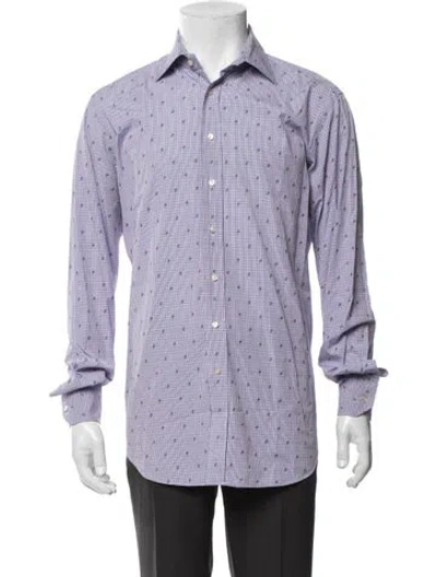 Pre-owned Etro Plaid Print Long Sleeve Dress Shirt In Purple