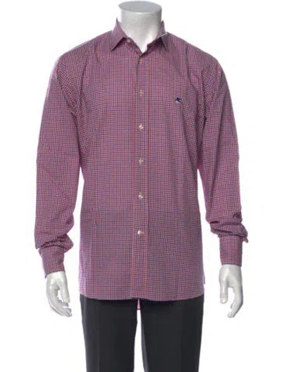 Pre-owned Etro Plaid Print Long Sleeve Dress Shirt In Red
