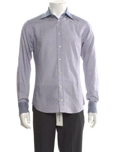 Pre-owned Etro Plaid Print Long Sleeve Shirt In Blue