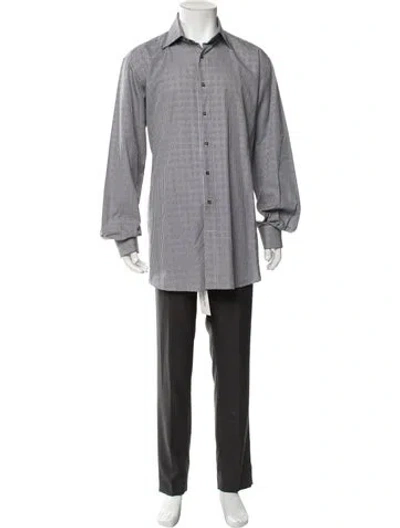 Pre-owned Etro Plaid Print Long Sleeve Shirt In Blue