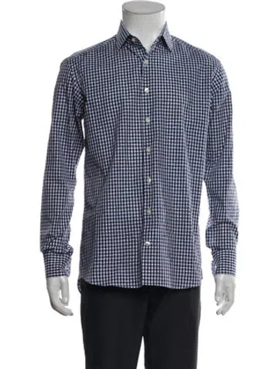Pre-owned Etro Plaid Print Long Sleeve Shirt In Blue