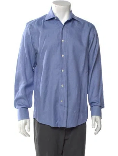 Pre-owned Etro Plaid Print Long Sleeve Shirt In Blue