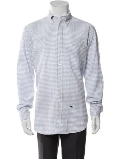 Pre-owned Etro Plaid Print Long Sleeve Shirt In Blue