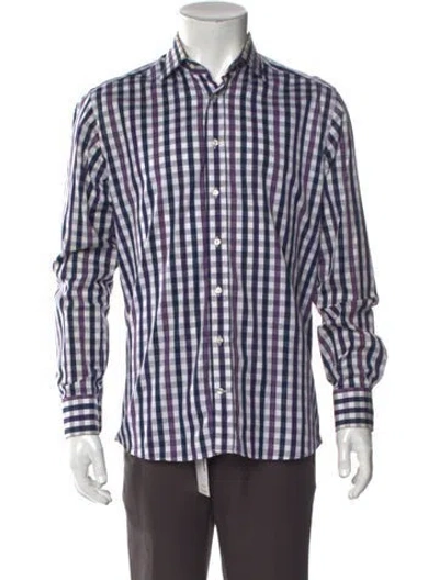 Pre-owned Etro Plaid Print Long Sleeve Shirt In Blue