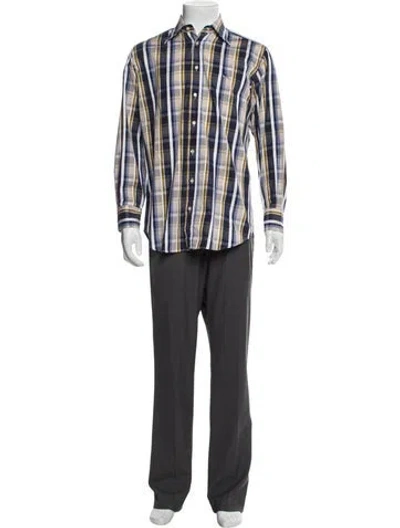 Pre-owned Etro Plaid Print Long Sleeve Shirt In Blue