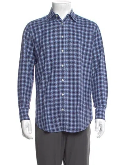 Pre-owned Etro Plaid Print Long Sleeve Shirt In Blue