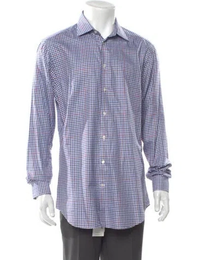 Pre-owned Etro Plaid Print Long Sleeve Shirt In Blue