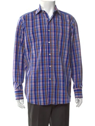 Pre-owned Etro Plaid Print Long Sleeve Shirt In Blue