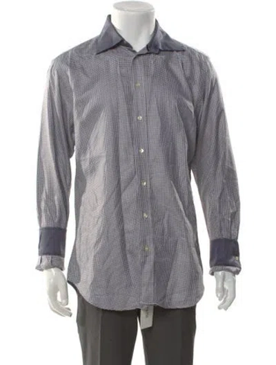 Pre-owned Etro Plaid Print Long Sleeve Shirt In Gray