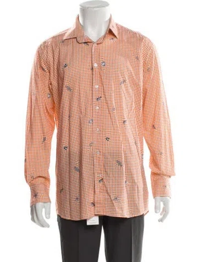 Pre-owned Etro Plaid Print Long Sleeve Shirt In Orange