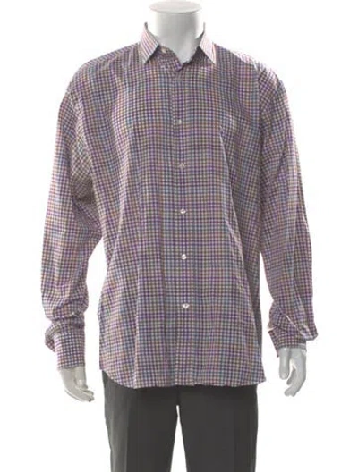 Pre-owned Etro Plaid Print Long Sleeve Shirt In Orange