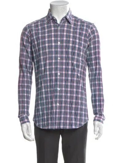 Pre-owned Etro Plaid Print Long Sleeve Shirt In Purple