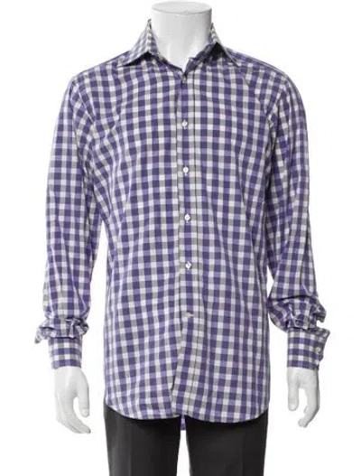 Pre-owned Etro Plaid Print Long Sleeve Shirt In Purple