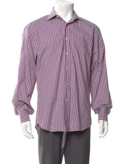 Pre-owned Etro Plaid Print Long Sleeve Shirt In Purple