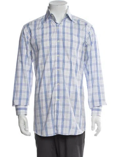 Pre-owned Etro Plaid Print Long Sleeve Shirt In White