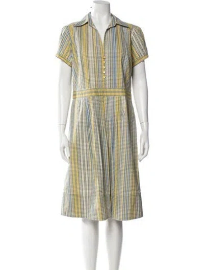 Pre-owned Etro Plaid Print Midi Length Dress In Yellow
