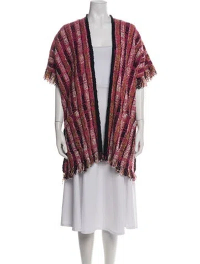 Pre-owned Etro Plaid Print Open Front Sweater In Pink
