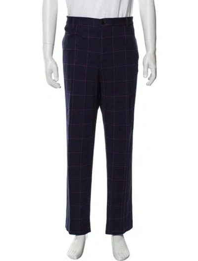 Pre-owned Etro Plaid Print Pants In Blue