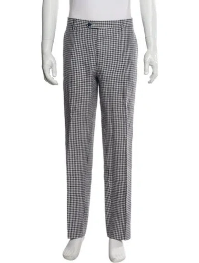Pre-owned Etro Plaid Print Pants In Gray