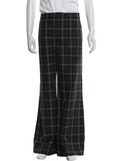 Pre-owned Etro Plaid Print Pants In Green