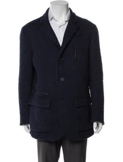 Pre-owned Etro Plaid Print Peacoat In Blue