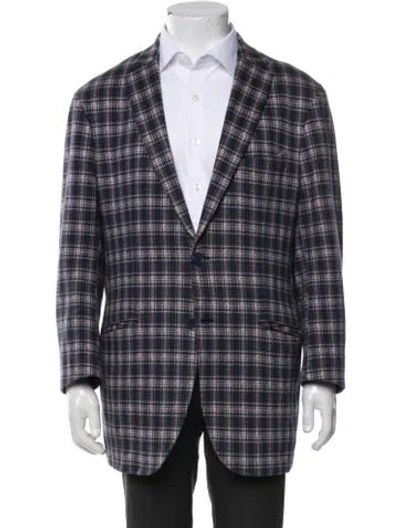 Pre-owned Etro Plaid Print Peacoat In Blue