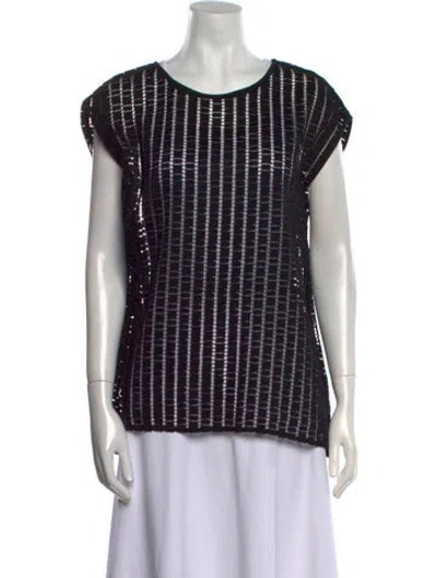 Pre-owned Etro Plaid Print Scoop Neck Top In Black