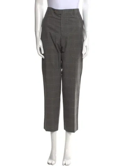 Pre-owned Etro Plaid Print Straight Leg Pants In Gray