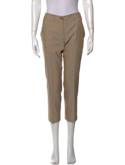 Pre-owned Etro Plaid Print Straight Leg Pants In Neutrals