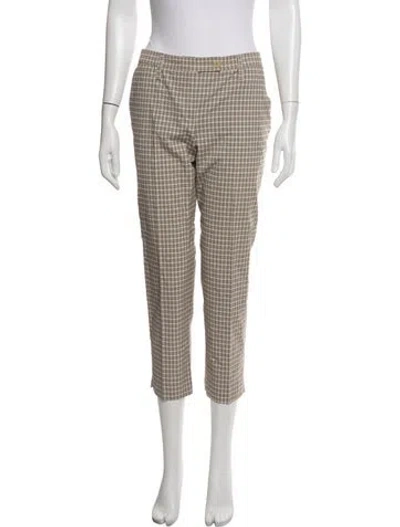 Pre-owned Etro Plaid Print Straight Leg Pants In Neutrals