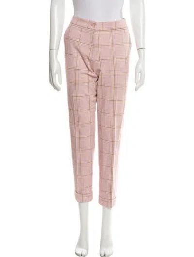 Pre-owned Etro Plaid Print Straight Leg Pants In Pink