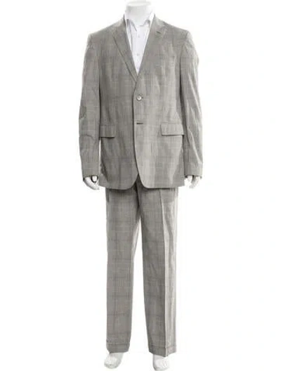 Pre-owned Etro Plaid Print Two-piece Suit In Gray