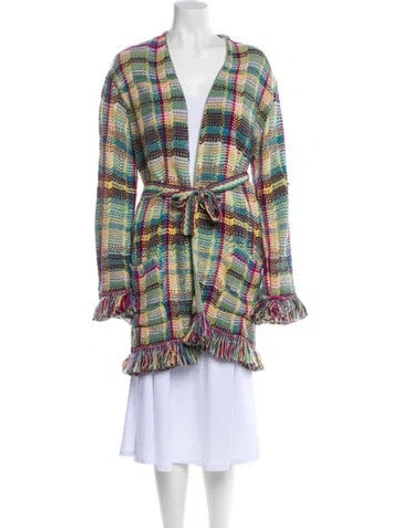 Pre-owned Etro Plaid Print V-neck Sweater In Multi