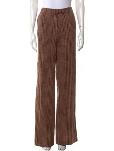 Pre-owned Etro Plaid Print Wide Leg Pants In Brown