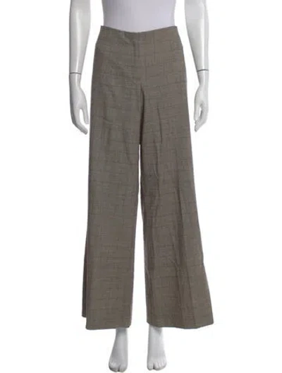 Pre-owned Etro Plaid Print Wide Leg Pants In Neutral